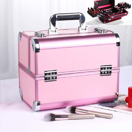 Professional Makeup Box Beauty Salon Manicure Toolbox Color Coral Powder